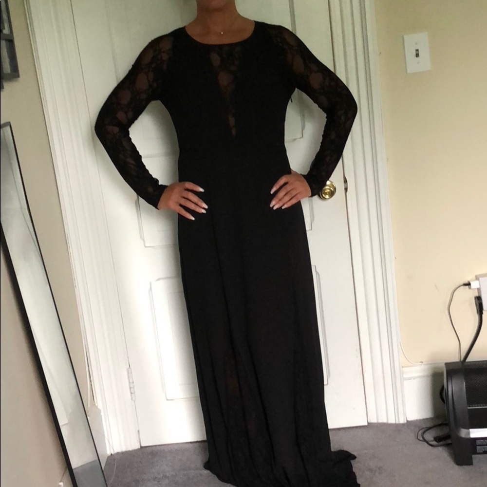 Black lace long gown